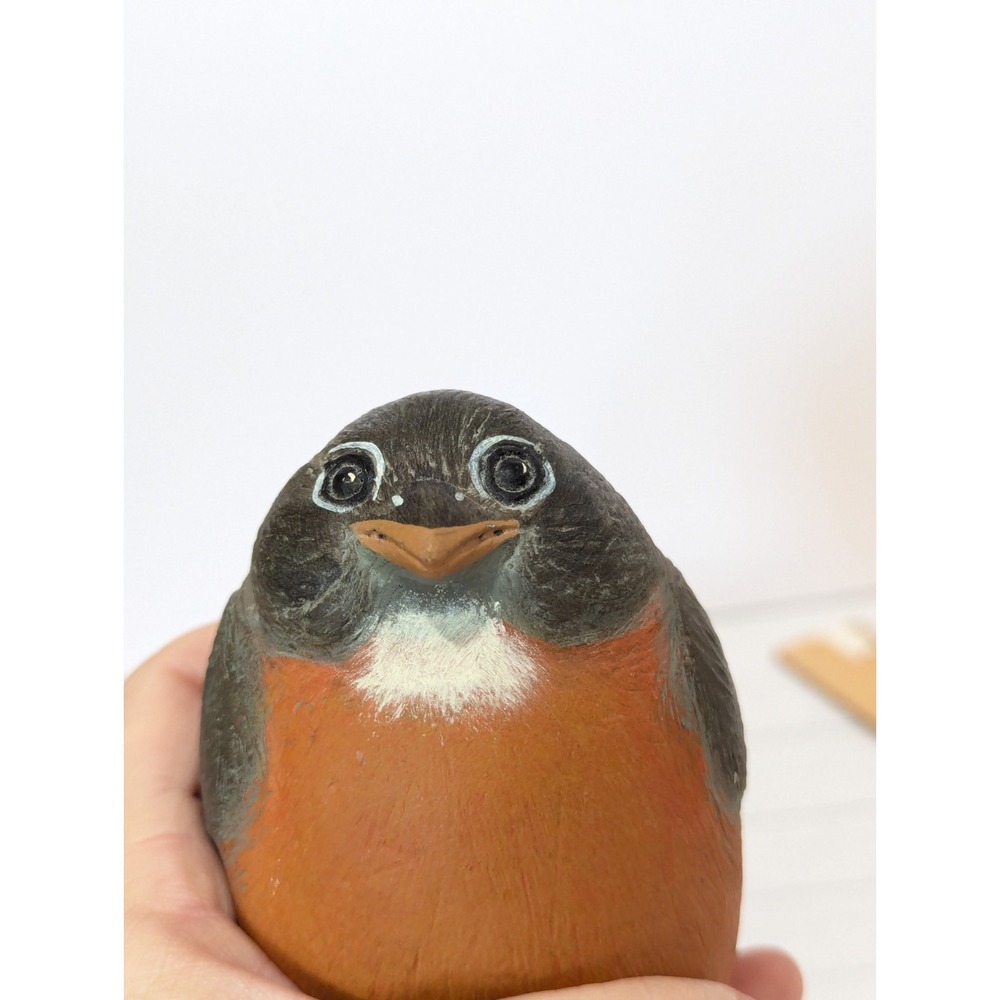 Rolly Polly Robin Chickadee Bird Resin Statue Figure 3.5" Hand Painted Heavy - Picture 13 of 16